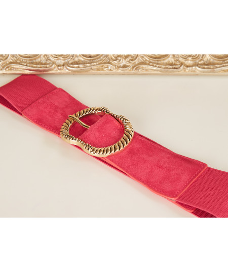fushia belt gold buckle