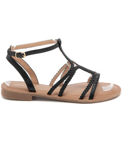 sandalias planas negras