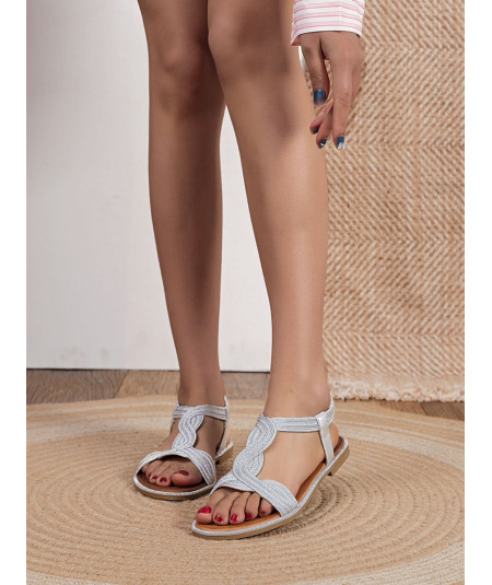 silver flat sandals