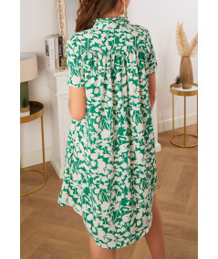 green dress with white pattern