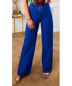 pantalon fluide tailleur ceinture bleu électrique