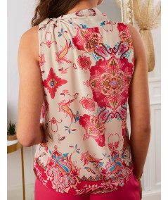 top cuello lavaliere rosa