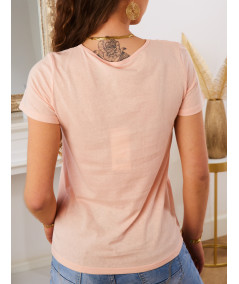 camiseta de encaje rosa