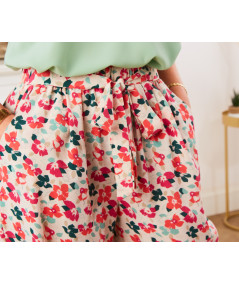 flowing trousers green floral belt
