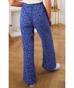 flowing trousers blue floral white belt