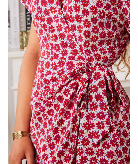 red floral dress with heart-shaped cover