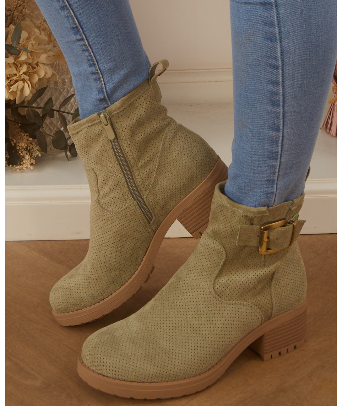 bottines vert d'eau