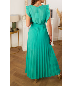 robe longue ceinture turquoise
