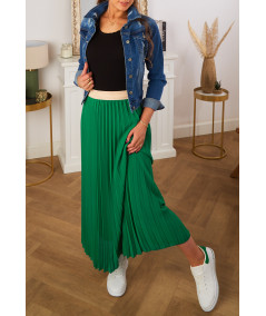 long green pleated skirt
