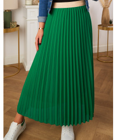 falda larga plisada verde