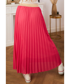 fushia pleated long skirt