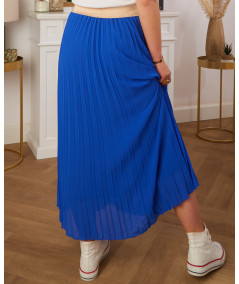 electric blue pleated long skirt