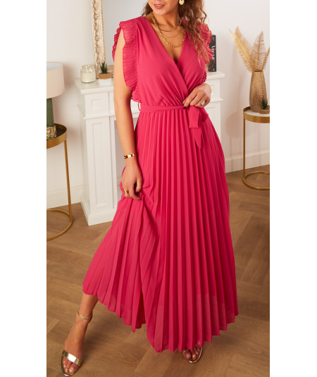 robe longue ceinture fushia