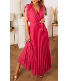 robe longue ceinture fushia