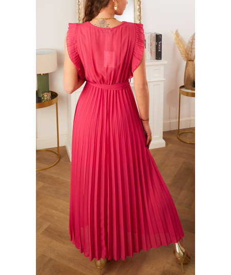 robe longue ceinture fushia