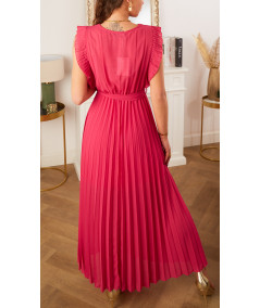 robe longue ceinture fushia