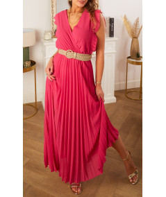 robe ceremonie longue ceinture fushia