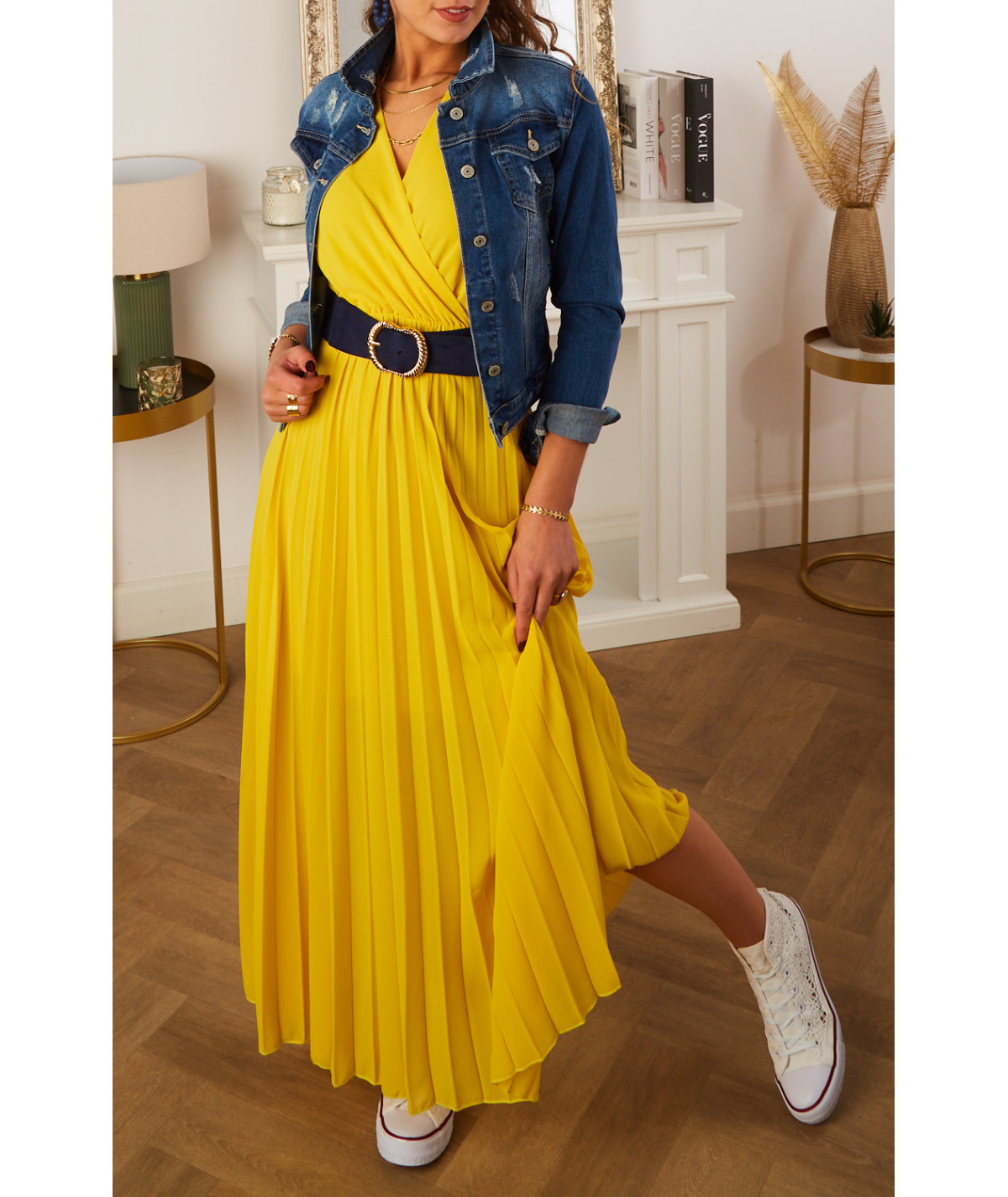 robe longue ceinture jaune