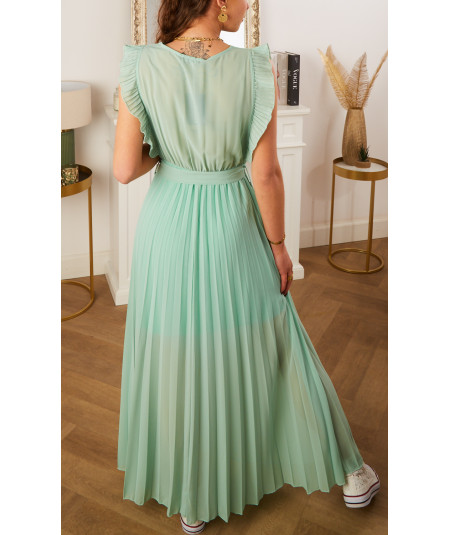 robe longue ceinture vert d'eau
