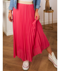 fushia pleated long skirt