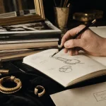 Chloé Bechini, Bonanza Paris : bijoux dorés et carnet de croquis mode