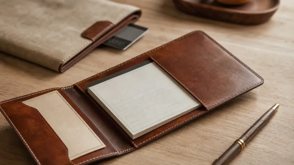 Porte chequier cuir A5 avec talon gauche