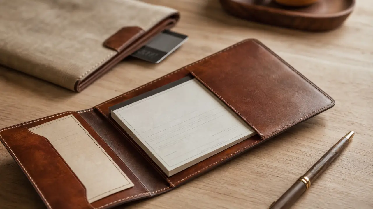 Porte chequier cuir A5 avec talon gauche