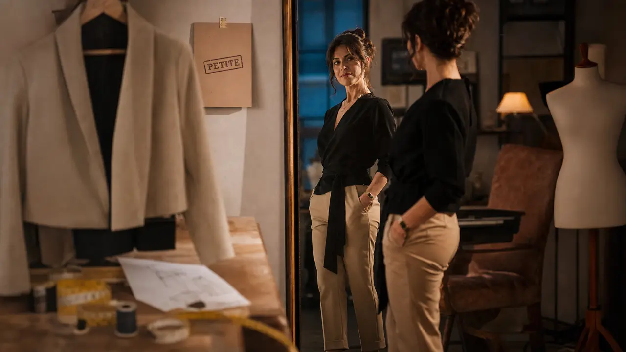 1m50 mode femme petite taille : pantalon cigarette, robe portefeuille et veste courte