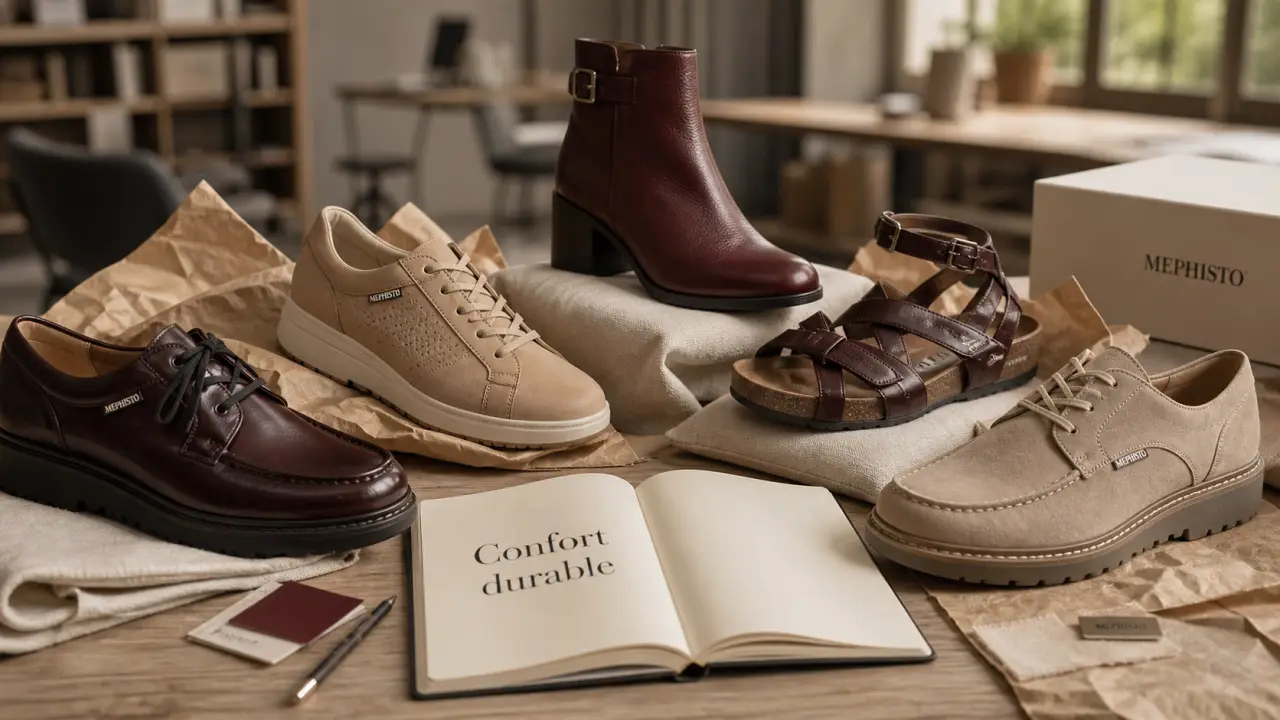 Chaussures mephisto femme sur table : derbies, bottines, sandales, baskets