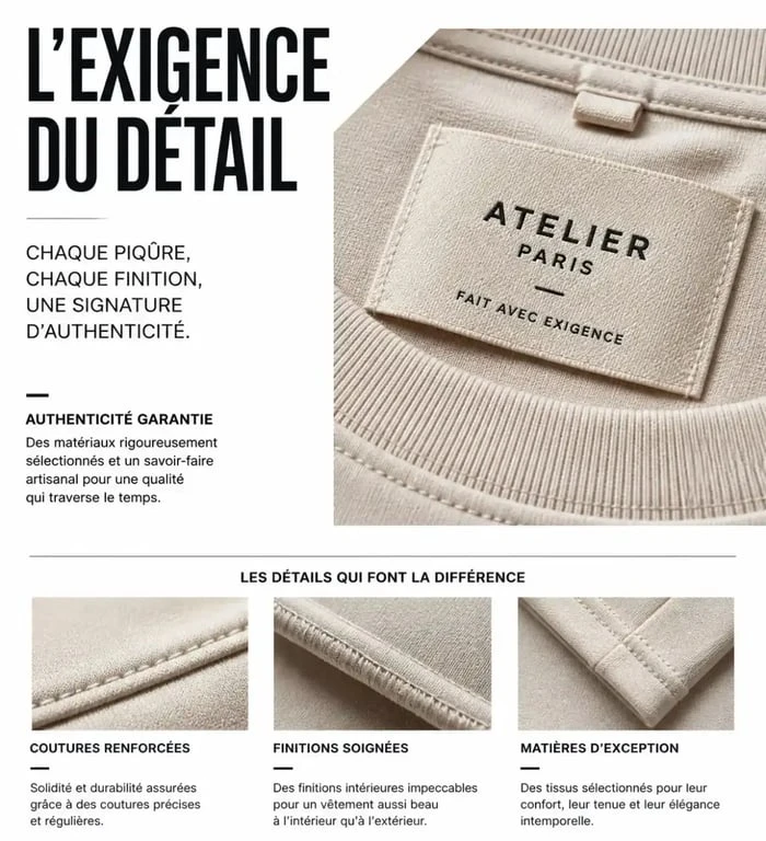 Détail d'une étiquette et couture de vêtement Soeur pour authentification