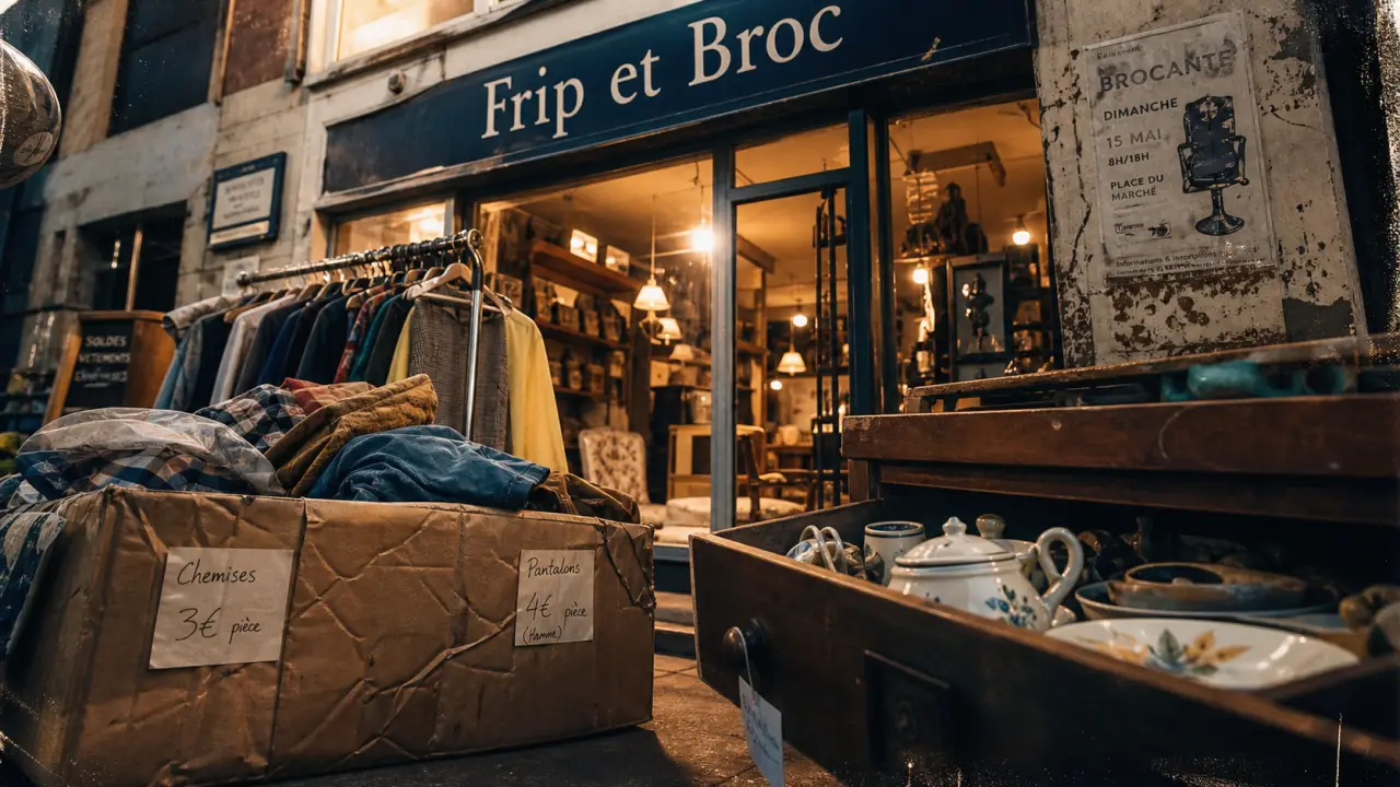 Vitrine frip et broc, vêtements vintage et seconde main