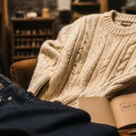 Pull vintage en maille torsadée, col rond