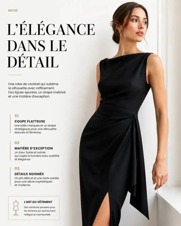 Femme portant une élégante robe cocktail femme pour une soirée