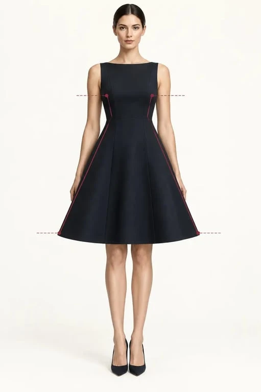 Robe trapèze femme en ligne A avec évasement progressif
