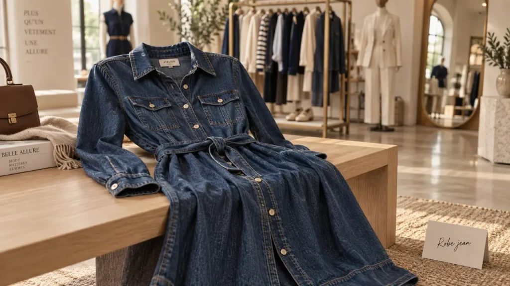 Robe jean femme : choisir la bonne coupe pour structurer la silhouette sans la figer