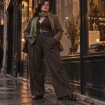 Tendance mode hiver 2025 : tenue quotidienne chic, veste tailleur et maille