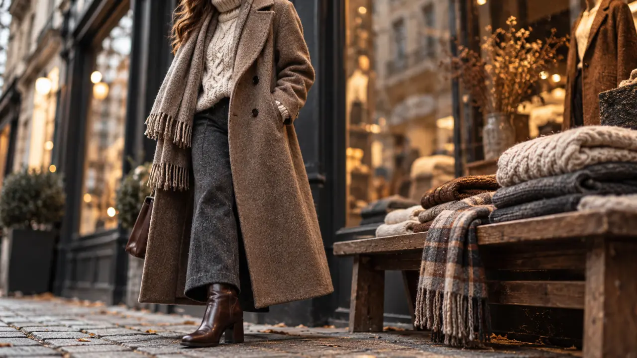 Mode hiver femme : manteau long et couches chaudes