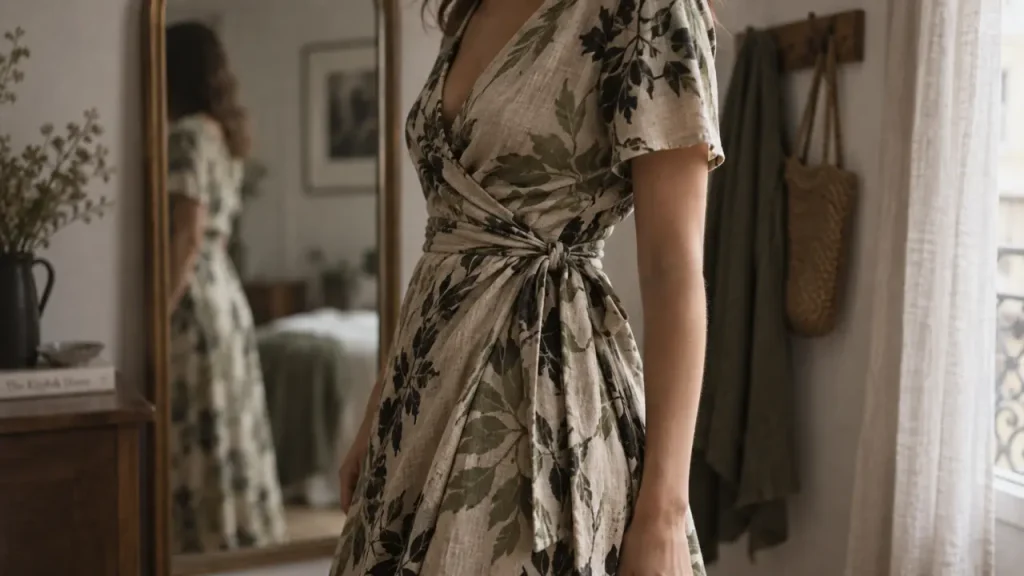 La robe portefeuille femme structure la silhouette tout en restant confortable