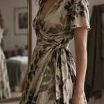 Robe portefeuille femme imprimée, col V et ceinture nouée pour silhouette confortable